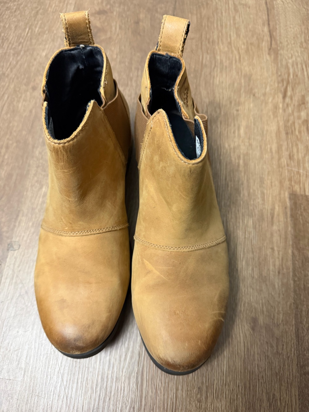 SOREL Emelie Chelsea Boots Waterproof Camel Brown Leather Women’s Size 8